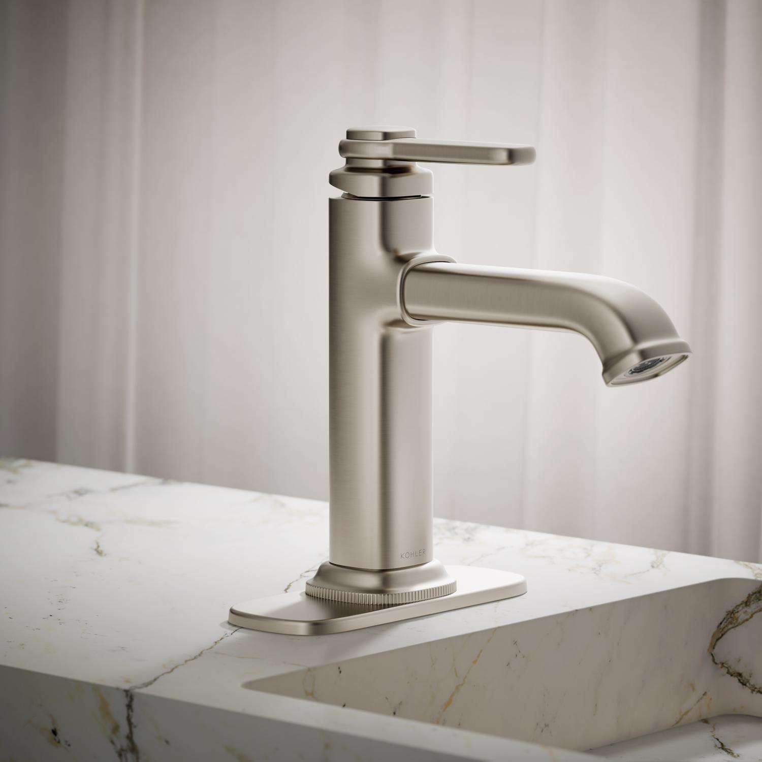 Kohler Envelu Brushed Nickel Modern Single-Handle Bathroom Sink Faucet 4 in. - Image 3