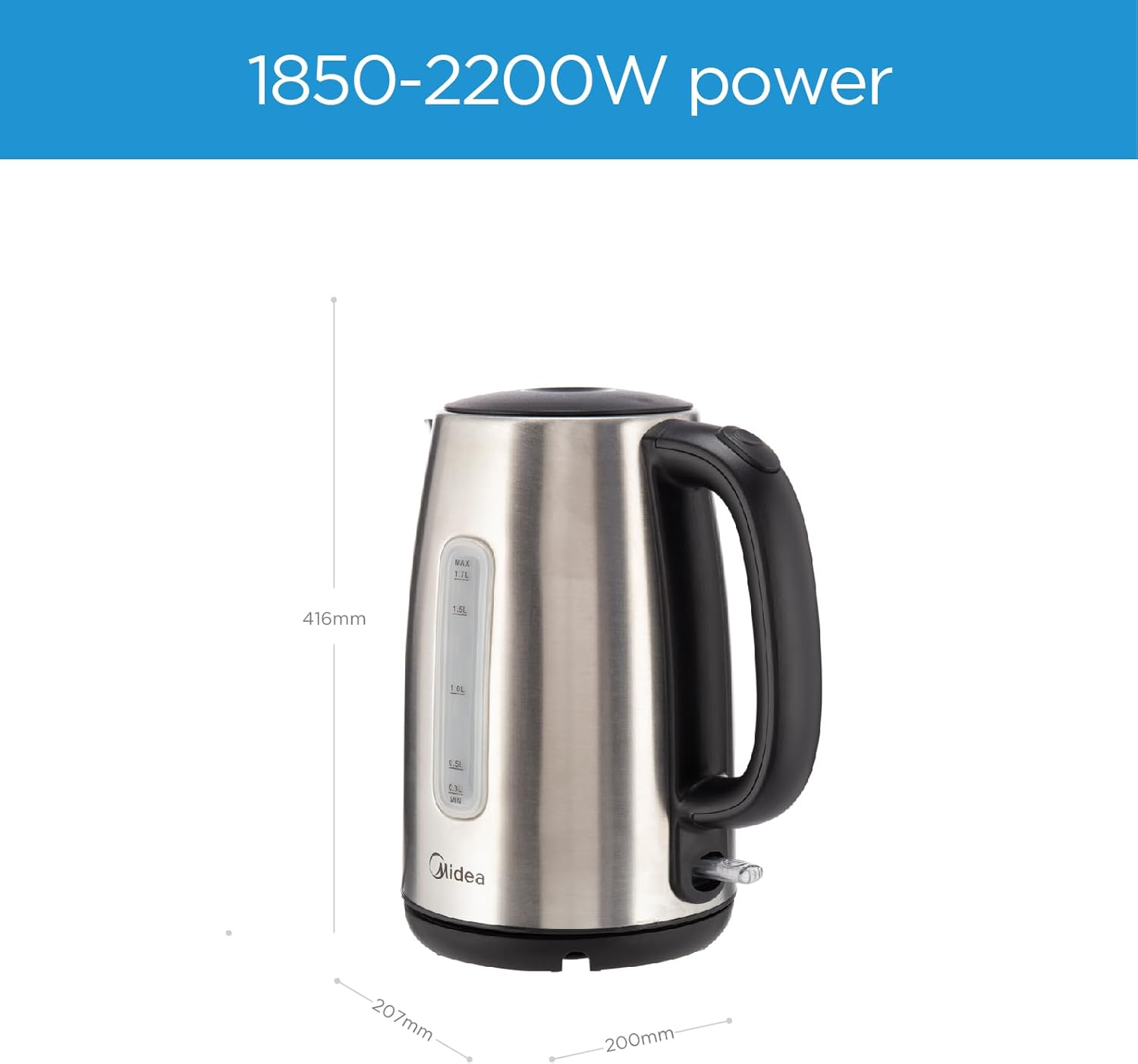 Midea Electric Kettle 1.7L Stainless Steel MK17S30D2 - Image 3
